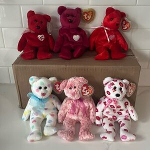 Valentines Day Ty Beanie Babies Lot of 6